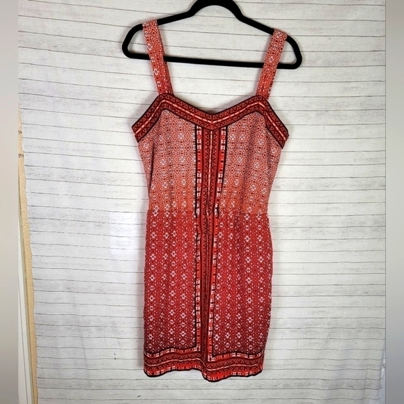 WHBM GEOMTRIC PRINT SATIN CHEMISE DRESS, SZ MEDIUM - Picture 2 of 15